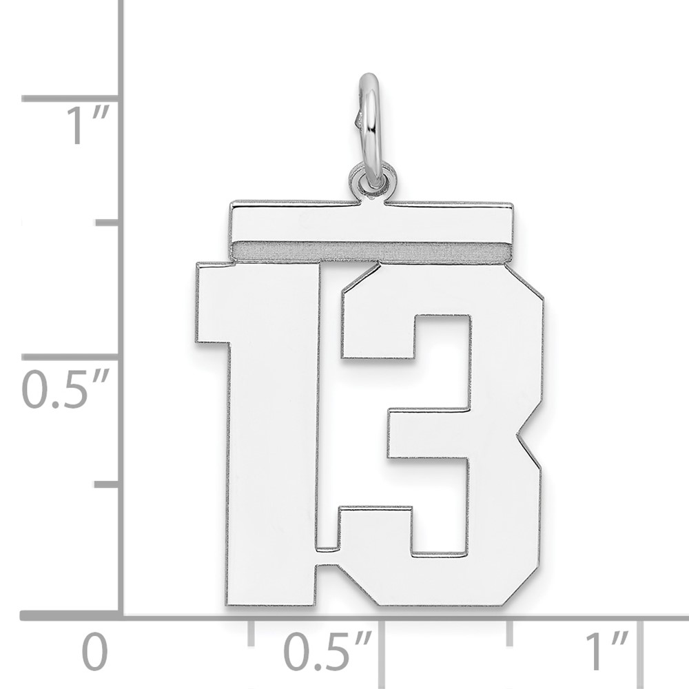 Sterling Silver/Rhodium-plated Polished Number 13 Charm (QPL13)