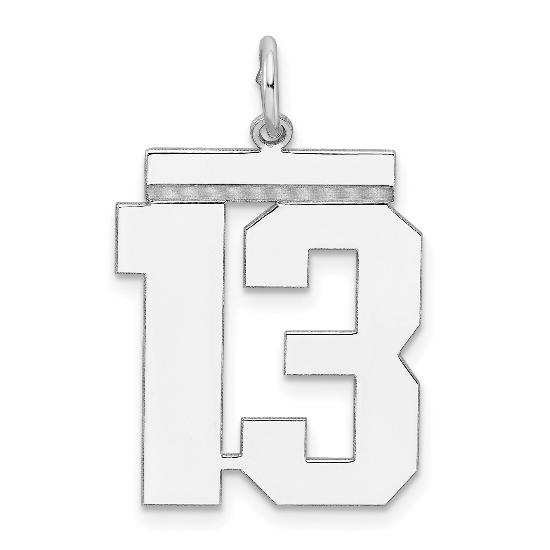 Sterling Silver/Rhodium-plated Polished Number 13 Charm (QPL13)