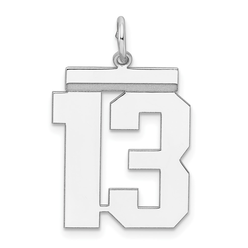 Sterling Silver/Rhodium-plated Polished Number 13 Charm (QPL13)