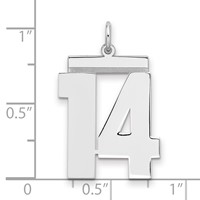 Sterling Silver Rhodium-plated Polished Number 14 Charm view 2