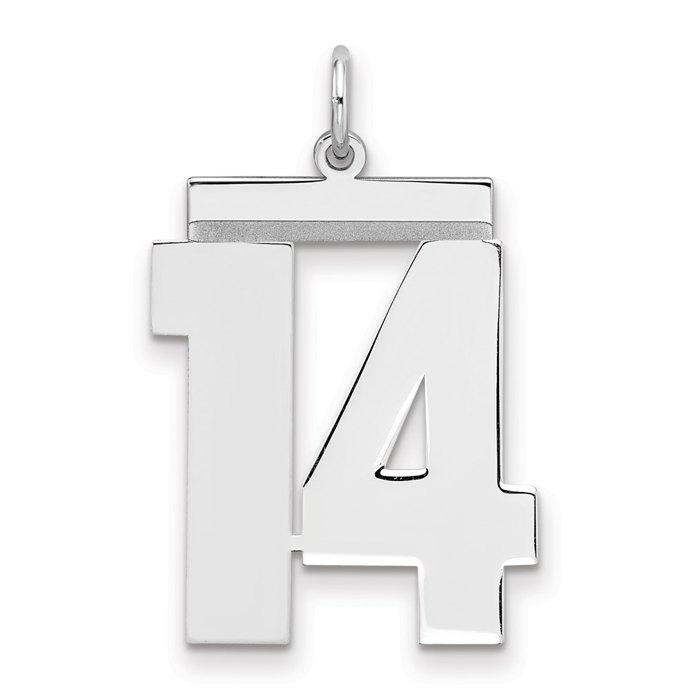Sterling Silver Rhodium-plated Polished Number 14 Charm