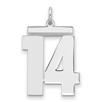 Sterling Silver Rhodium-plated Polished Number 14 Charm view 1