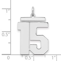 Sterling Silver Rhodium-plated Polished Number 15 Charm view 2