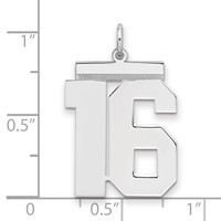 Sterling Silver Rhodium-plated Polished Number 16 Charm view 2