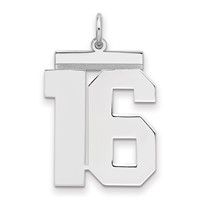 Sterling Silver Rhodium-plated Polished Number 16 Charm view 1