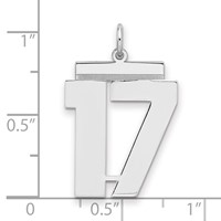 Sterling Silver Rhodium-plated Polished Number 17 Charm view 2