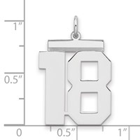 Sterling Silver Rhodium-plated Polished Number 18 Charm view 2