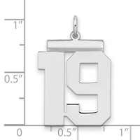 Sterling Silver Rhodium-plated Polished Number 19 Charm view 2