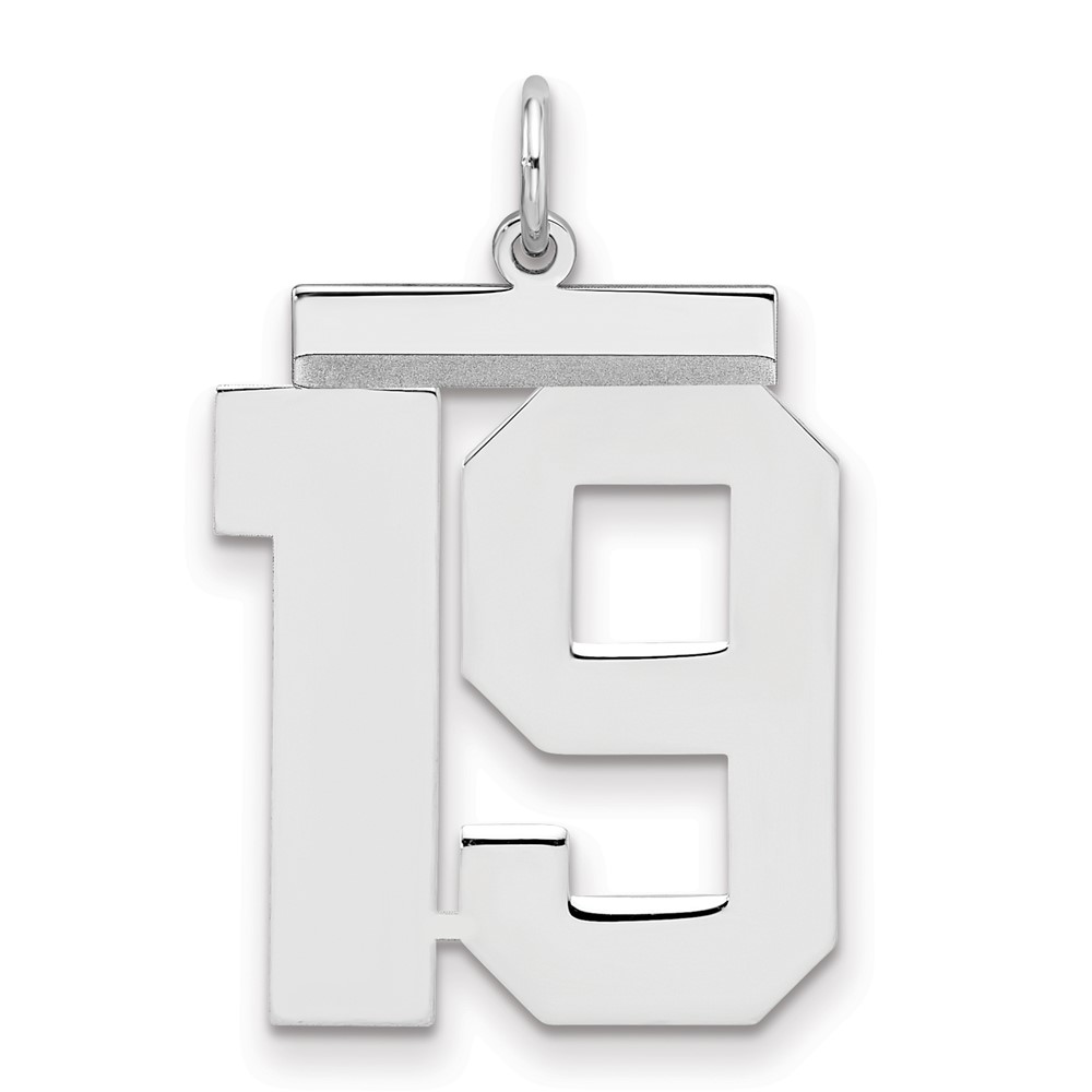 Sterling Silver Rhodium-plated Polished Number 19 Charm