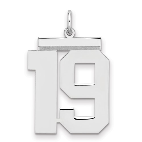 Sterling Silver Rhodium-plated Polished Number 19 Charm