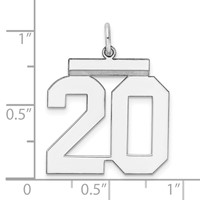 Sterling Silver Rhodium-plated Polished Number 20 Charm view 3
