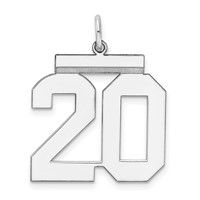 Sterling Silver Rhodium-plated Polished Number 20 Charm view 1