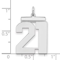 Sterling Silver Rhodium-plated Polished Number 21 Charm view 2