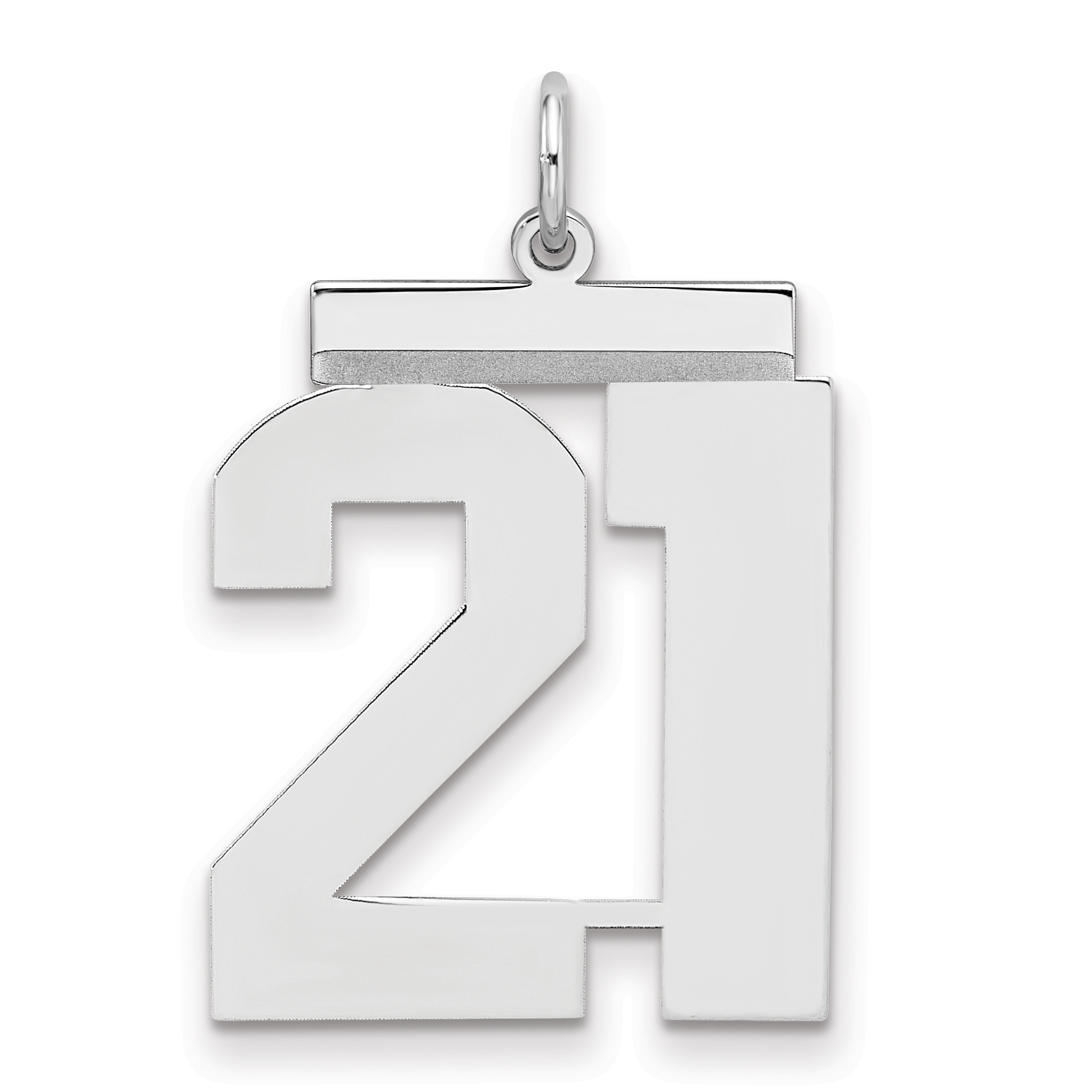 Sterling Silver/Rhodium-plated Polished Number 21 Charm (QPL21)