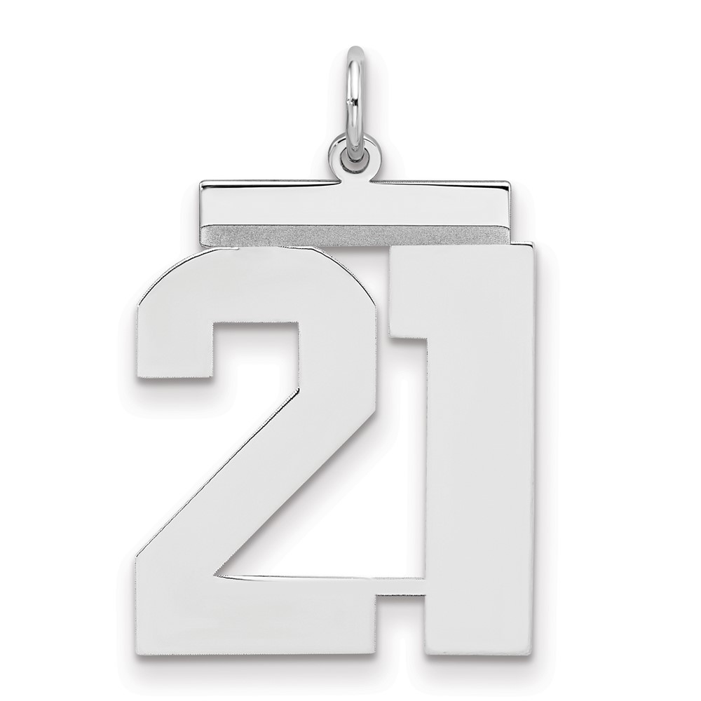 Sterling Silver Rhodium-plated Polished Number 21 Charm