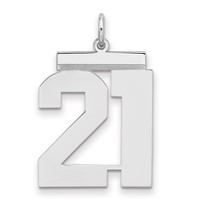 Sterling Silver Rhodium-plated Polished Number 21 Charm view 1