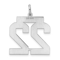Sterling Silver Rhodium-plated Polished Number 22 Charm view 4