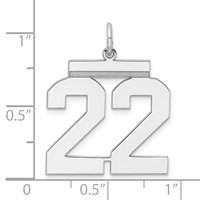 Sterling Silver Rhodium-plated Polished Number 22 Charm view 3