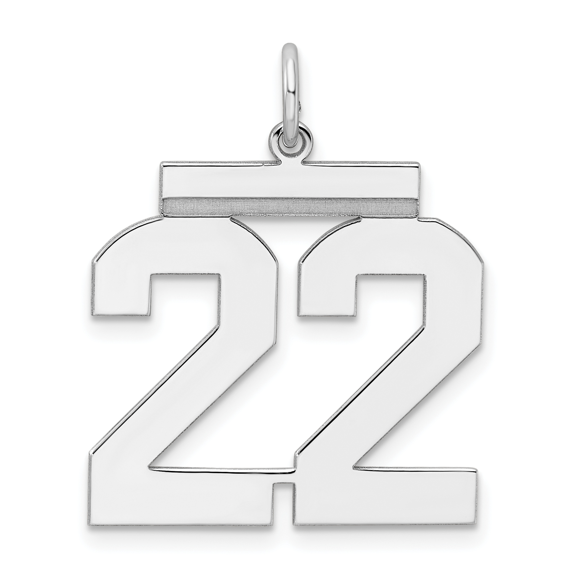 Sterling Silver/Rhodium-plated Polished Number 22 Charm (QPL22)
