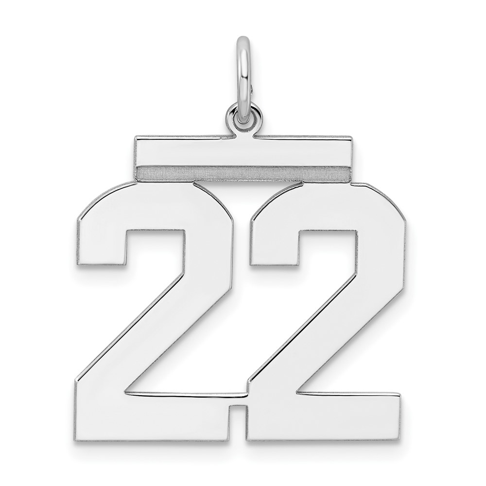 Sterling Silver Rhodium-plated Polished Number 22 Charm