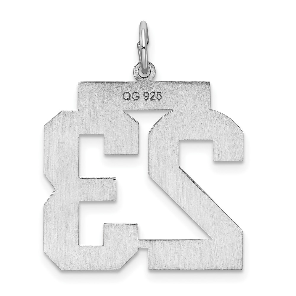 Sterling Silver/Rhodium-plated Polished Number 23 Charm (QPL23)