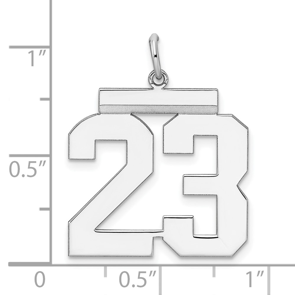 Sterling Silver/Rhodium-plated Polished Number 23 Charm (QPL23)