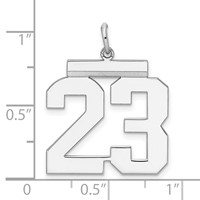 Sterling Silver Rhodium-plated Polished Number 23 Charm view 3