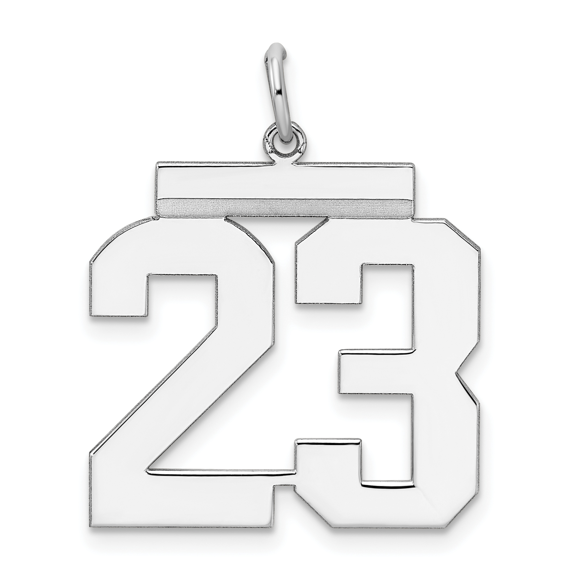 Sterling Silver/Rhodium-plated Polished Number 23 Charm (QPL23)