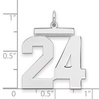 Sterling Silver Rhodium-plated Polished Number 24 Charm view 2
