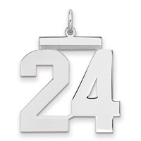 Sterling Silver Rhodium-plated Polished Number 24 Charm view 1