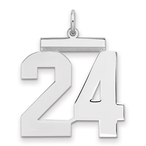 Sterling Silver Rhodium-plated Polished Number 24 Charm