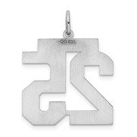 Sterling Silver Rhodium-plated Polished Number 25 Charm view 4