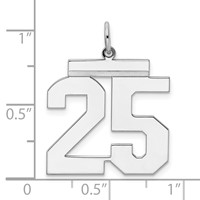 Sterling Silver Rhodium-plated Polished Number 25 Charm view 3