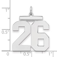 Sterling Silver Rhodium-plated Polished Number 26 Charm view 2
