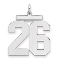 Sterling Silver Rhodium-plated Polished Number 26 Charm view 1