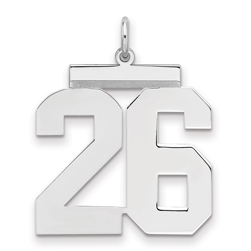 Sterling Silver Rhodium-plated Polished Number 26 Charm