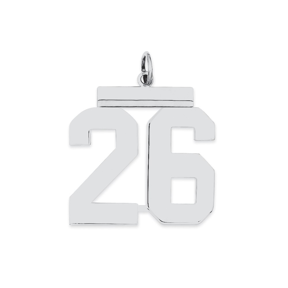 Sterling Silver/Rhodium-plated Polished Number 26 Charm
