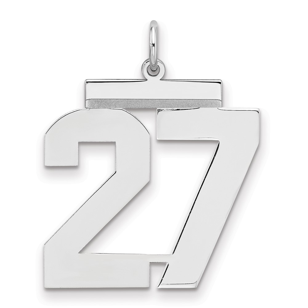 Sterling Silver Rhodium-plated Polished Number 27 Charm