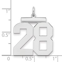 Sterling Silver Rhodium-plated Polished Number 28 Charm view 2