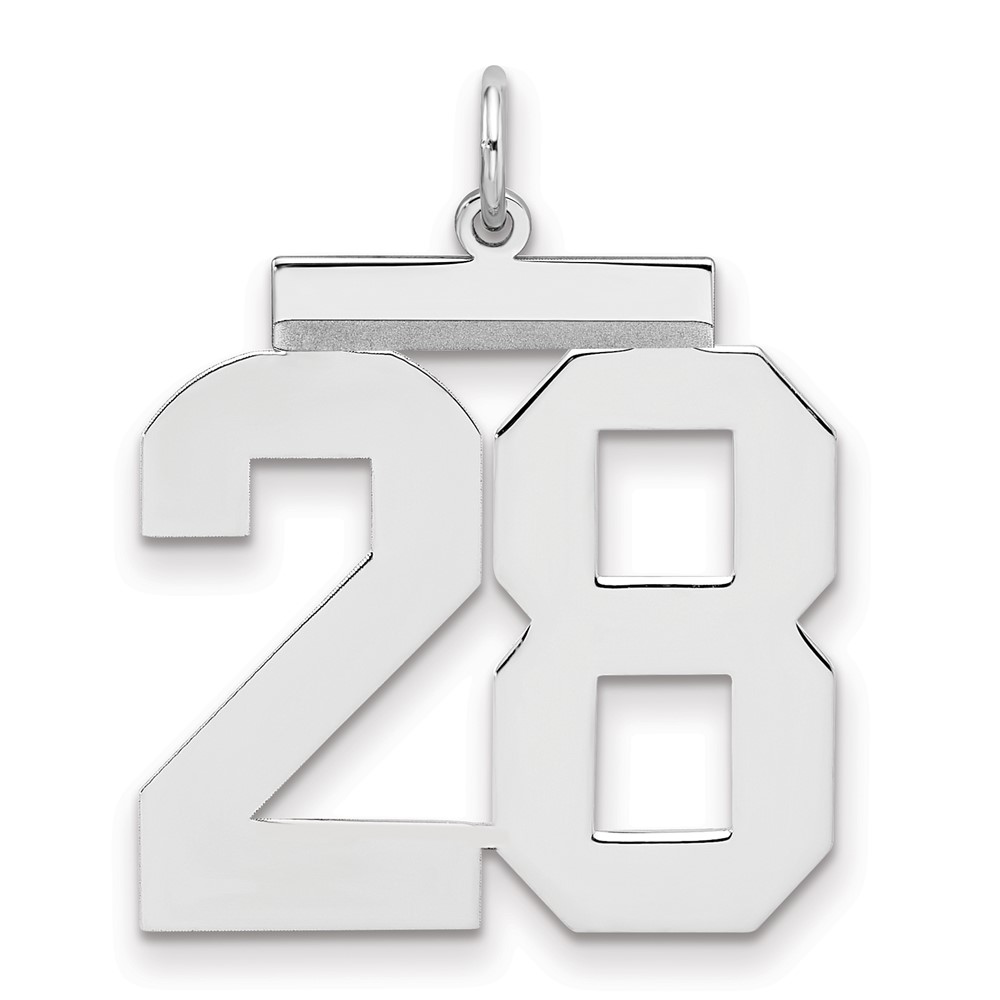 Sterling Silver Rhodium-plated Polished Number 28 Charm