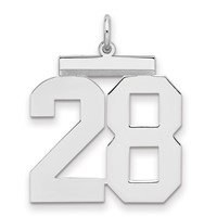 Sterling Silver Rhodium-plated Polished Number 28 Charm view 1