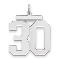 Sterling Silver Rhodium-plated Polished Number 30 Charm view 1