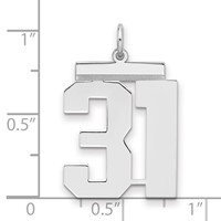 Sterling Silver Rhodium-plated Polished Number 31 Charm view 2