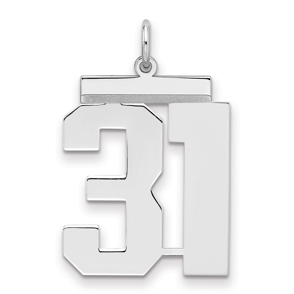 Sterling Silver Rhodium-plated Polished Number 31 Charm