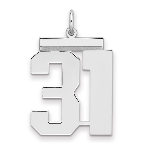 Sterling Silver Rhodium-plated Polished Number 31 Charm