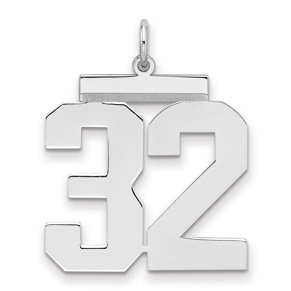 Sterling Silver Rhodium-plated Polished Number 32 Charm