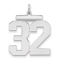 Sterling Silver Rhodium-plated Polished Number 32 Charm view 1