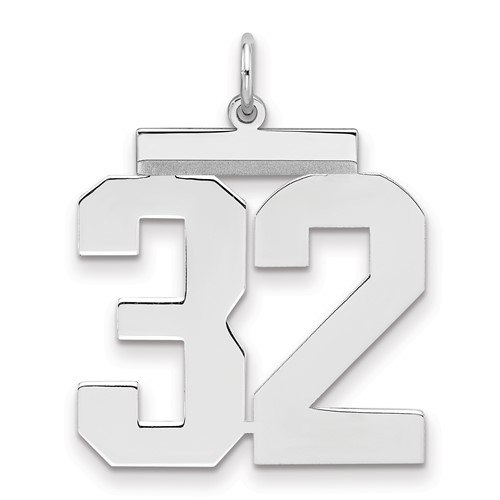 Sterling Silver Rhodium-plated Polished Number 32 Charm