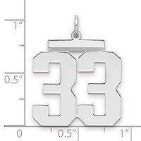 Sterling Silver Rhodium-plated Polished Number 33 Charm view 2