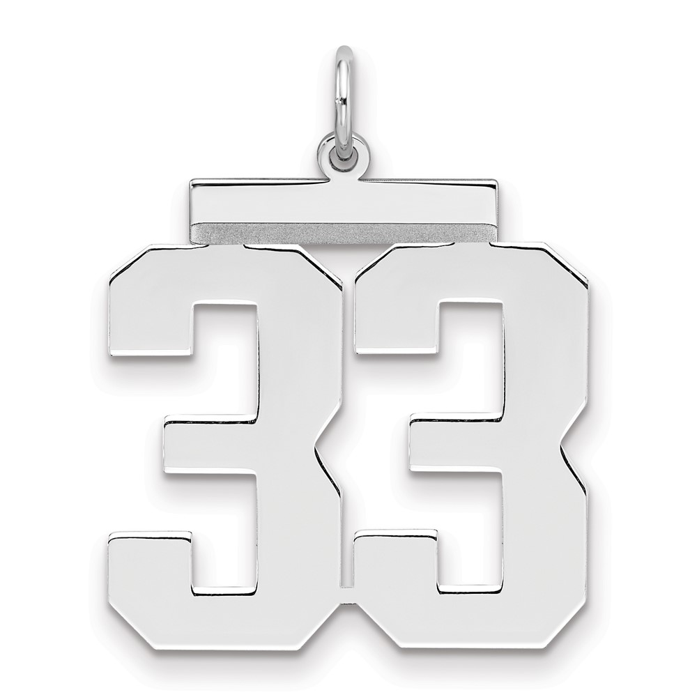 Sterling Silver Rhodium-plated Polished Number 33 Charm